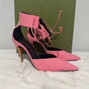 Gucci Pink Ankle Strap Heels